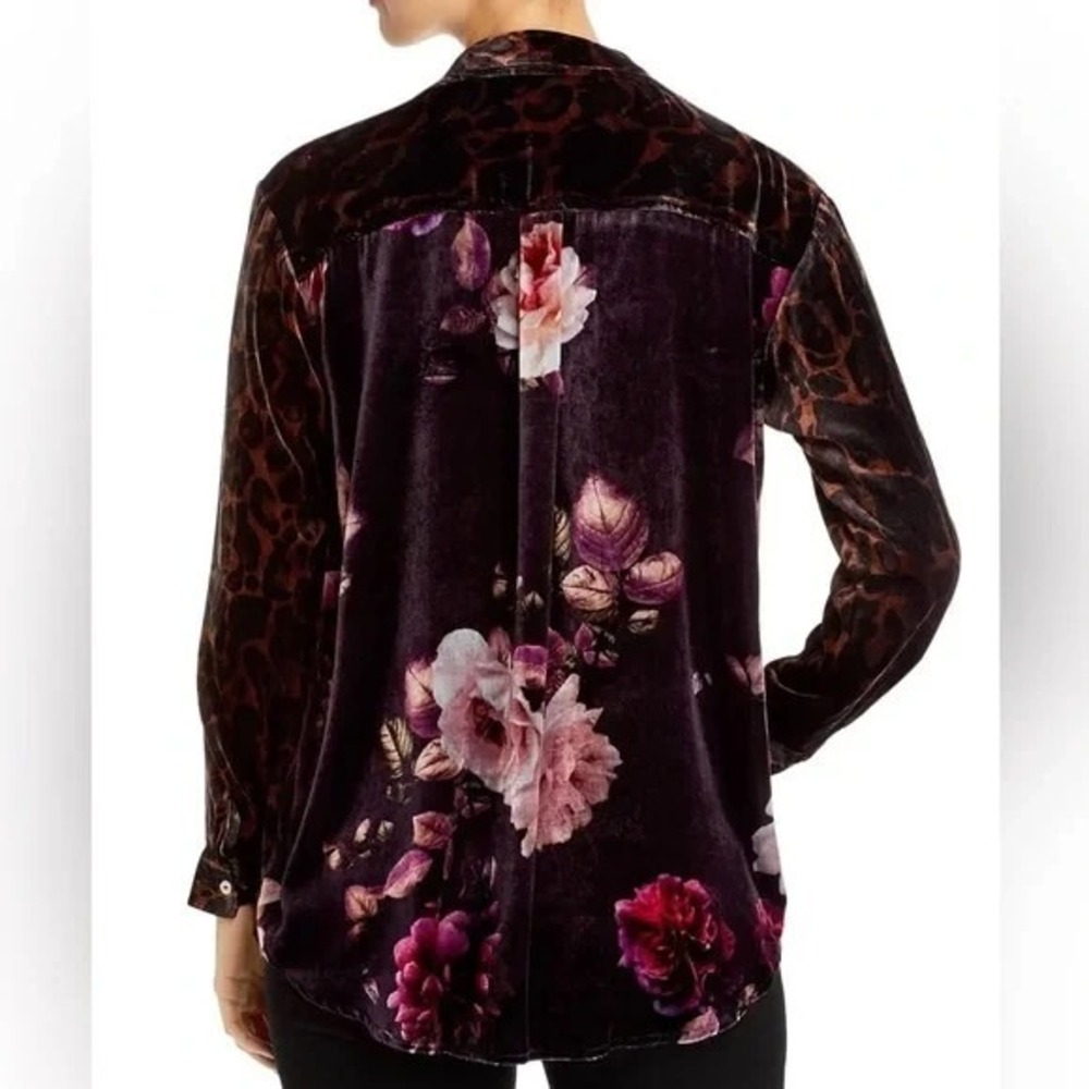Johnny Was Torine Velvet Oversized‎ Button-Front Short Women's Large Floral - Picture 4 of 6